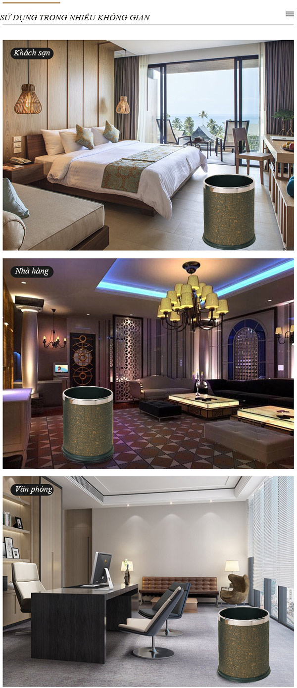 Thùng rác không nắp sử dụng được trong nhiều không gian