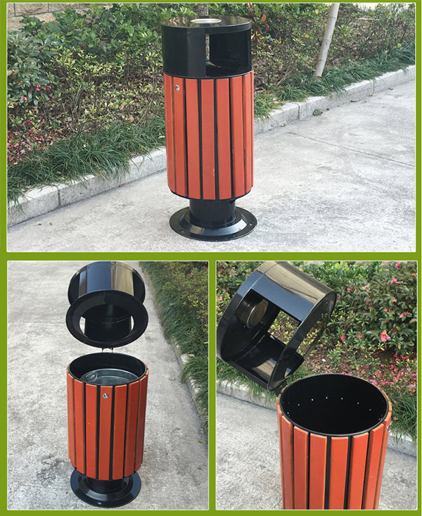 Kết cấu nắp thùng rác và phía bên trong thùng