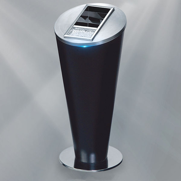 Thùng rác gạt tàn thuốc bằng thép phun sơn đen cao cấp