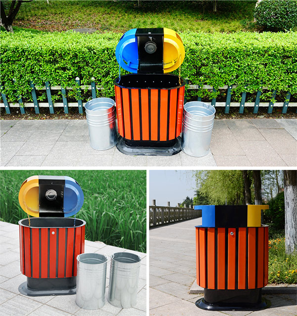 Màu sắc thùng rác rất hợp với khung cảnh ngoài trời