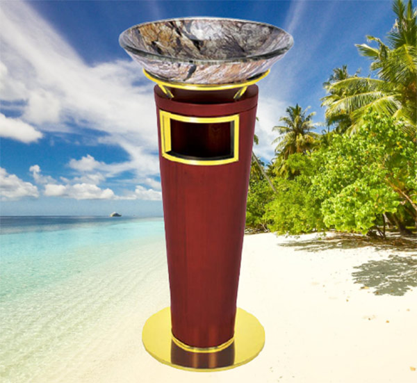 Mẫu thùng rác giả gỗ tiền sảnh khách sạn