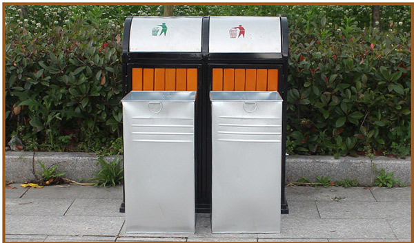 Thùng chứa rác tôn hoa màu trắng