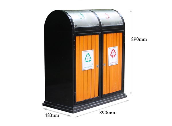 Chi tiết thông số kích thước thùng rác gỗ 2 ngăn