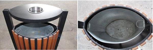 Cận cảnh chi tiết từng bộ phận thùng rác gỗ