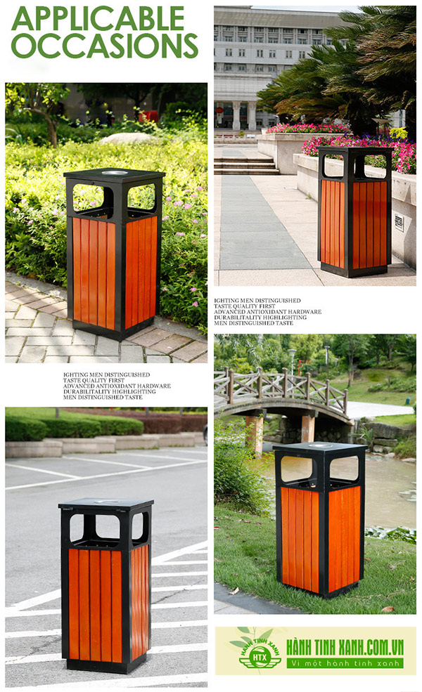 Mẫu thùng rác gỗ xuất hiện ở nhiều không gian xanh