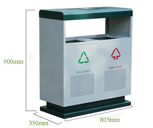Kích thước thùng rác 2 ngăn ngoài trời