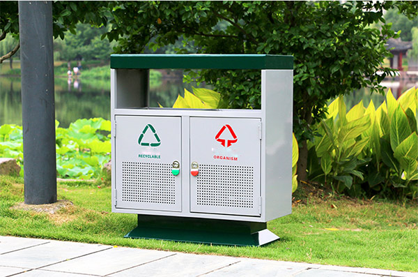 Thùng rác 2 ngăn chất liệu thép phun sơn 