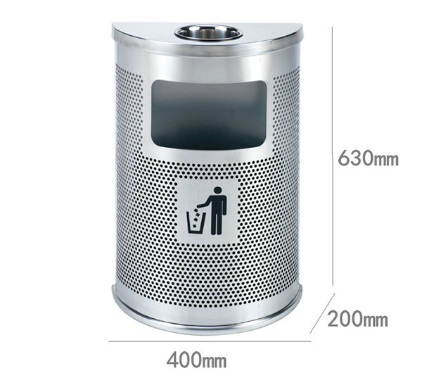 Kích thước thùng rác inox hình bán nguyệt