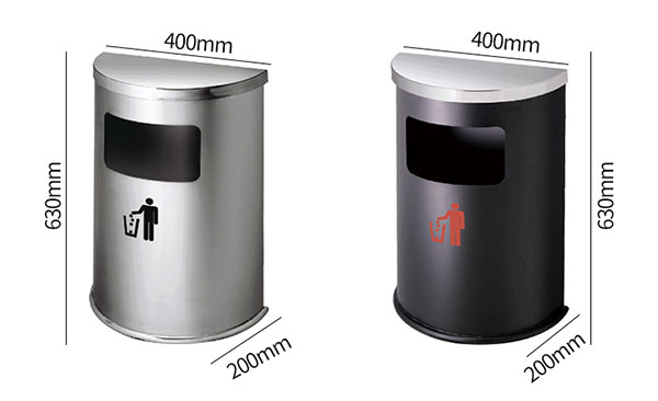 Kích thước thùng rác inox hình bán nguyệt