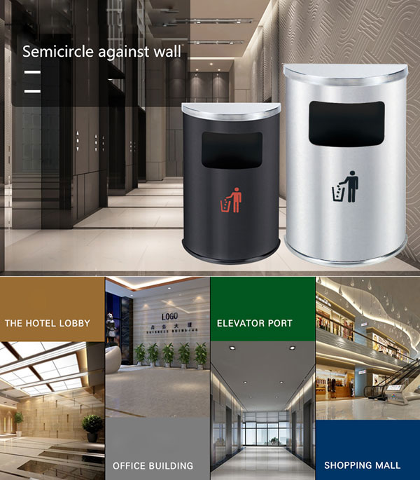 Thùng rác inox hình bán nguyệt