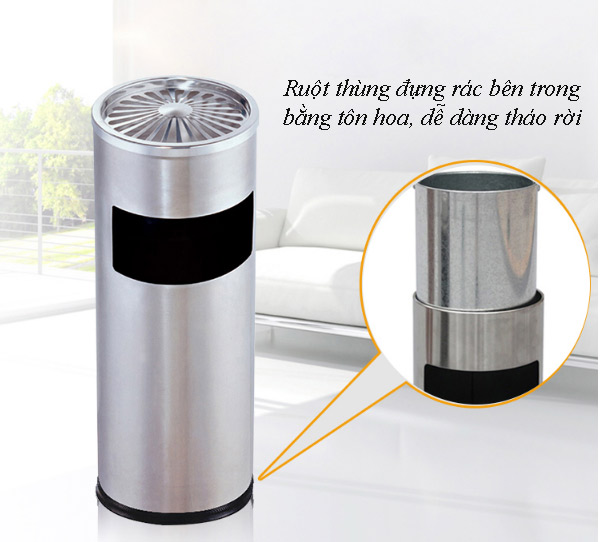 Thùng chứa rác tôn hoa bên trong có thể tháo rời