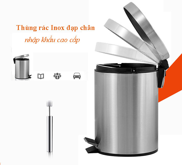 Khi tác động vào bàn đạp chân, nắp thùng rác tự động mở