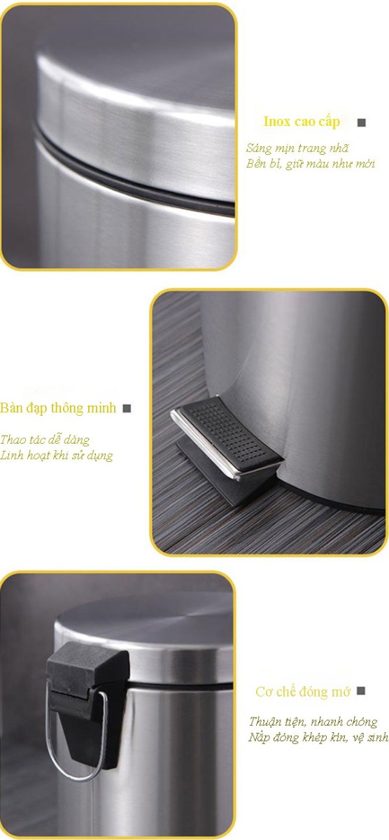 Thông tin chi tiết từng bộ phận thùng rác