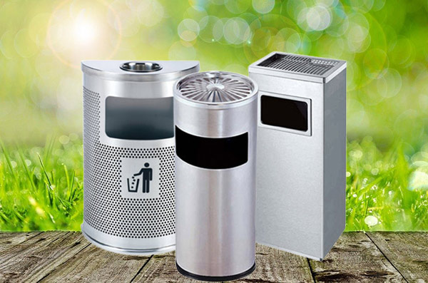 Thùng rác inox có gạt tàn thương hiệu Paloca