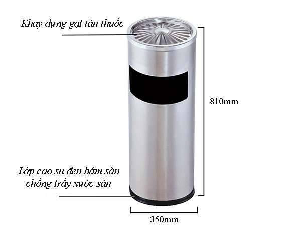 Kích thước thùng rác inox tròn