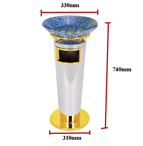 Kích thước thùng rác inox có khay thủy tinh