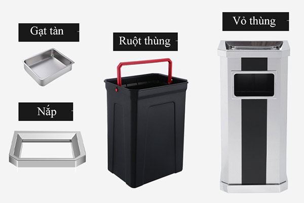 Chi tiết từng bộ phận cấu thành thùng rác