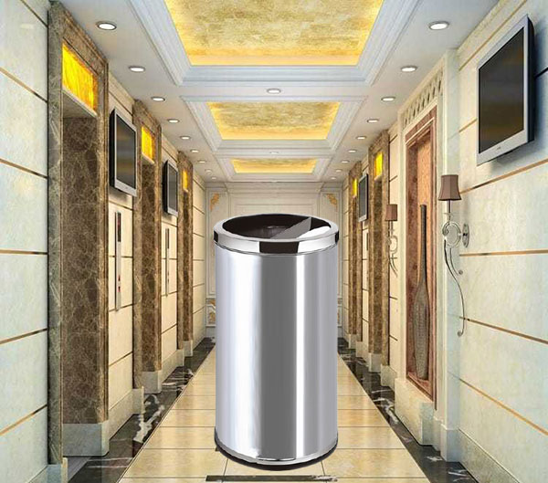 Thùng rác inox có gạt tàn kiểu dáng đơn giản