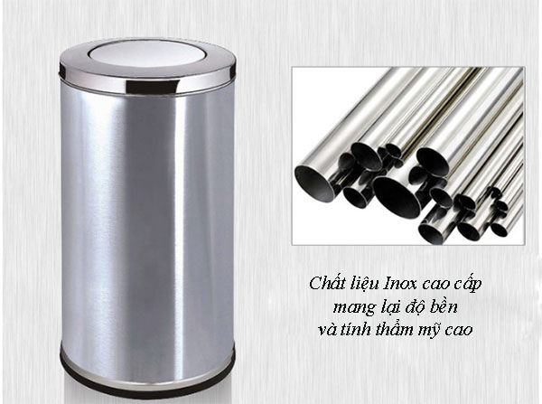 Chất liệu Inox 201 siêu bền chế tạo nên thùng rác