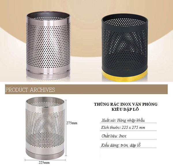 Sọt rác inox văn phòng