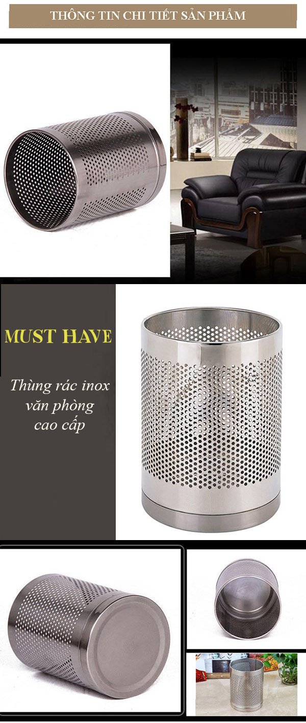 Thùng rác inox cho văn phòng