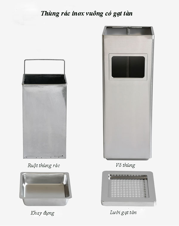 Kết cấu thùng rác gạt tàn thuốc