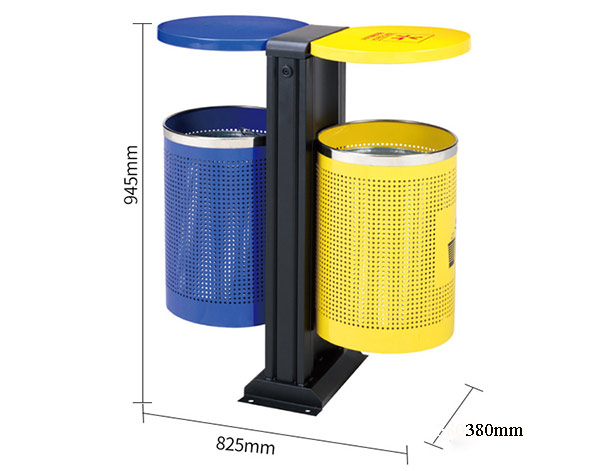 Kích thước thùng rác công viên kiểu dáng 2 ngăn
