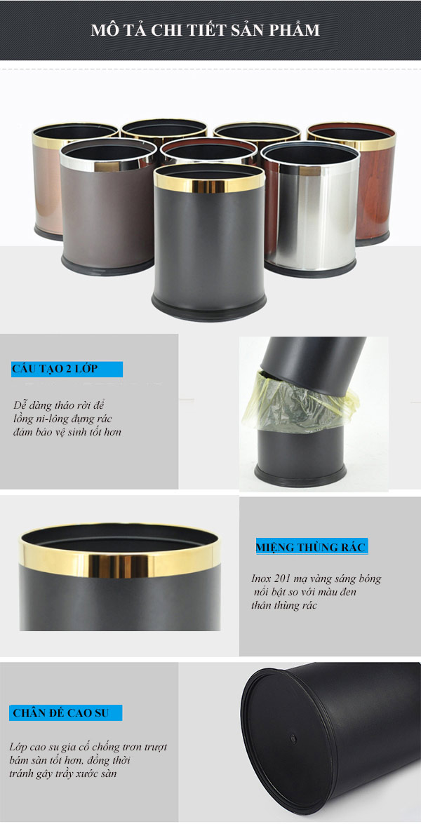 Mô tả chi tiết bộ phận cấu thành thùng rác