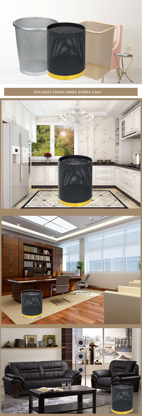 Đa dạng không gian sử dụng mẫu thùng rác văn phòng không nắp