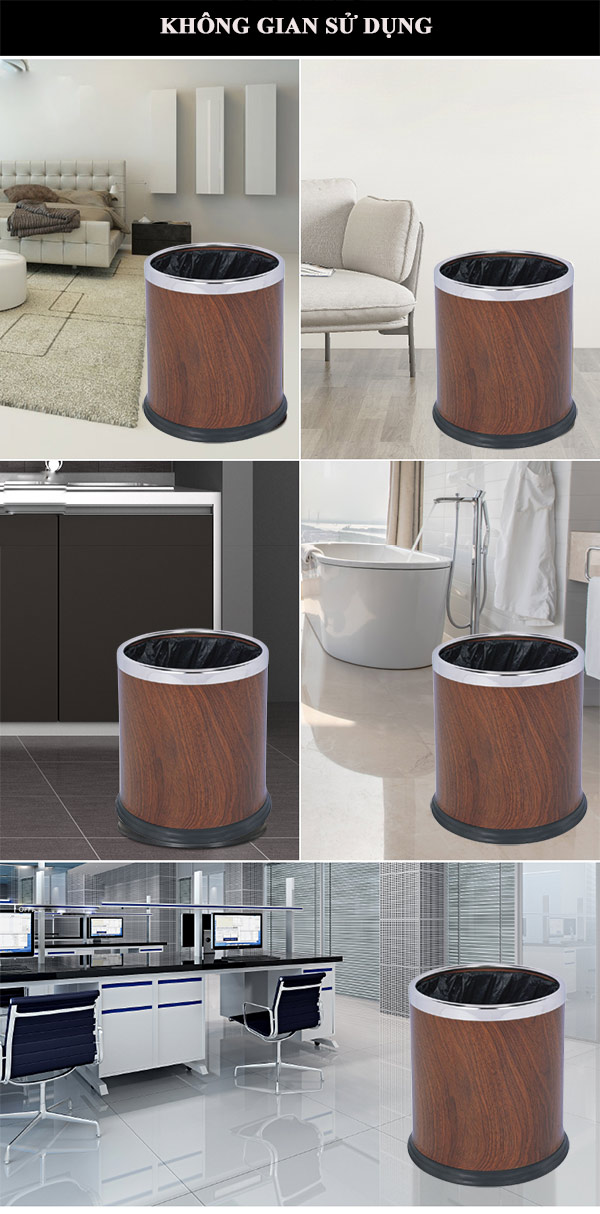 Mẫu thùng rác văn phòng giả gỗ sử dụng được nhiều không gian
