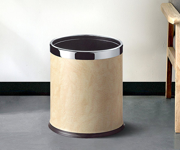 Thùng rác thép phun sơn viền inox tròn