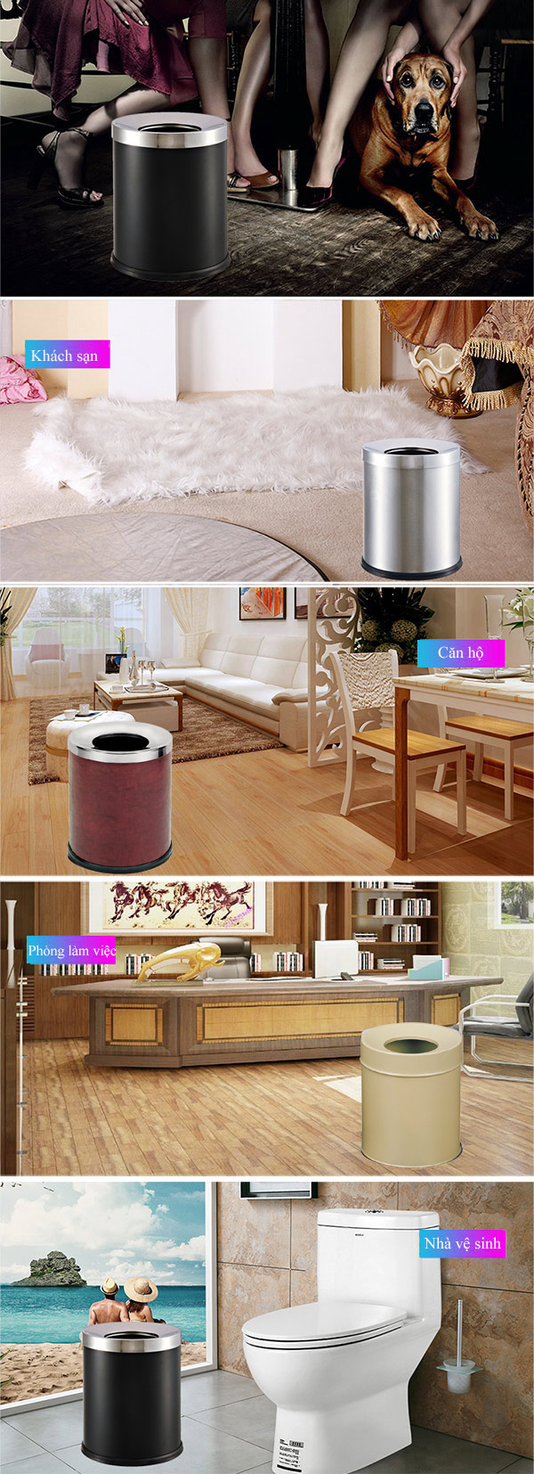 Thùng chứa rác phù hợp với nhiều không gian