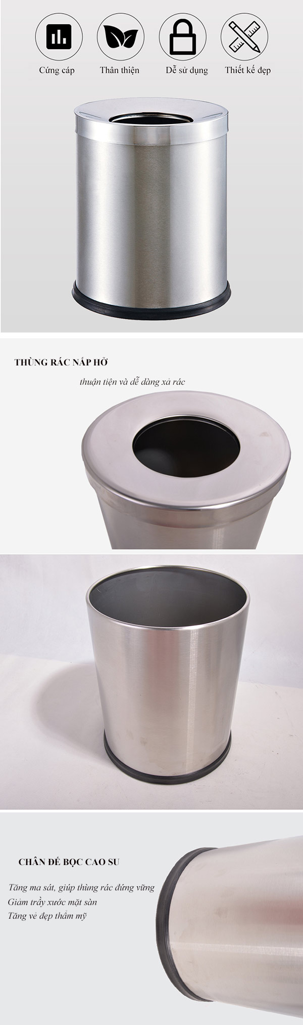 Chi tiết thùng rác văn phòng nhỏ đẹp