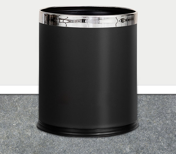 Thùng rác văn phòng không nắp làm từ thép phun sơn đen