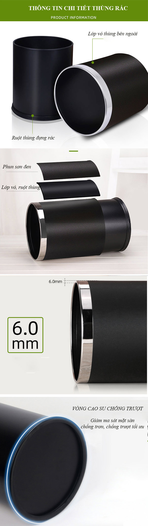 Mô tả chi tiết từng bộ phận thùng rác