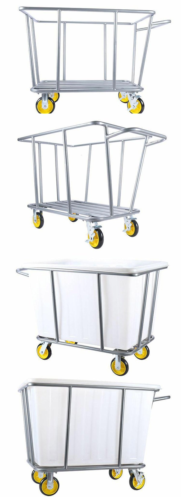 Khung xe bằng sắt phun sơn, thùng đựng đồ vải bẩn bằng nhựa