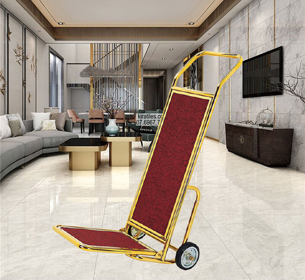 Mẫu xe chở hành lý inox mạ vàng có thể gấp gọn