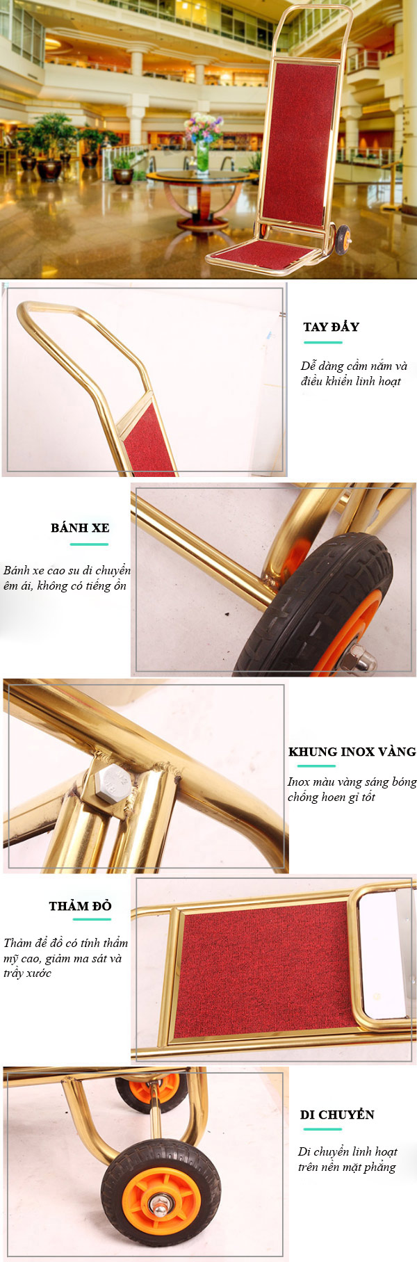 Đặc điểm chi tiết mẫu xe kéo hành lý