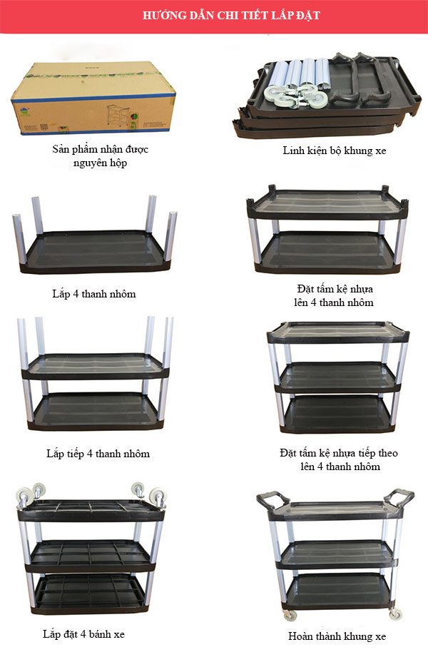 Hướng dẫn lắp đặt xe để đồ ăn đa năng