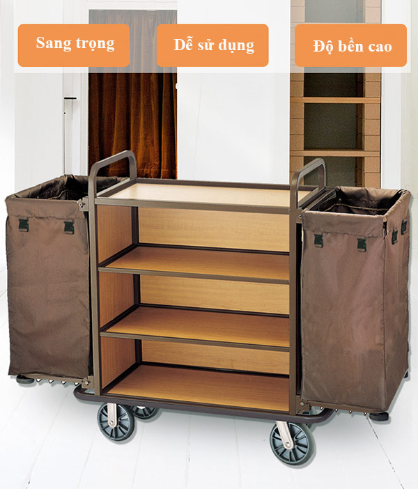 Dòng xe đẩy làm vệ sinh buồng phòng ngăn gỗ