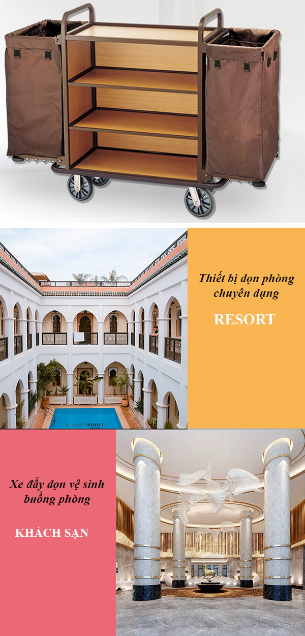Mẫu xe làm vệ sinh buồng phòng được nhiều khách sạn sử dụng