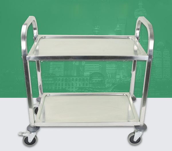 Mẫu xe đẩy inox 2 tầng dùng trong cơ sở y tế, nhà hàng, spa đều phù hợp
