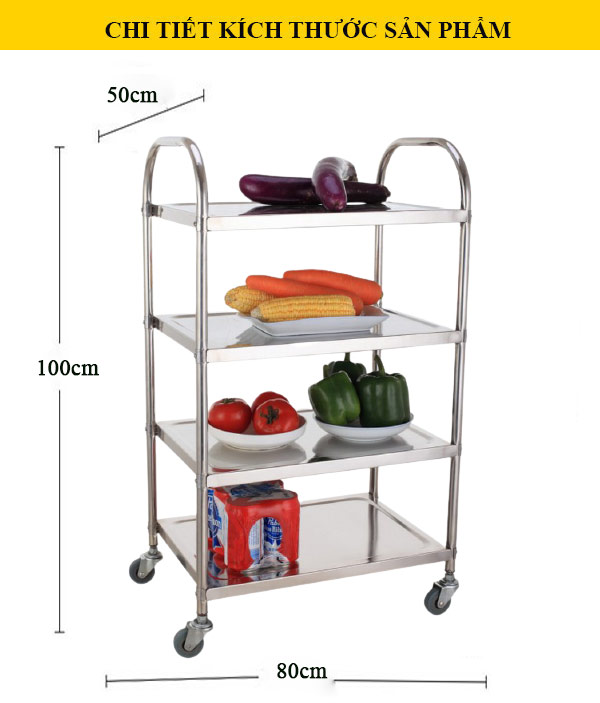 Xe đẩy 4 tầng tiện ích