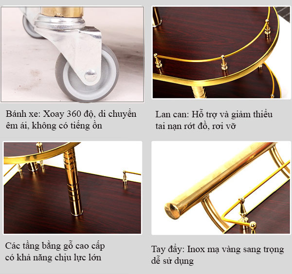 Đặc điểm các bộ phận cấu thành xe đẩy rượu