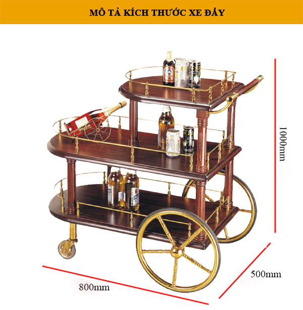 Chi tiết kích thước xe đẩy rượu