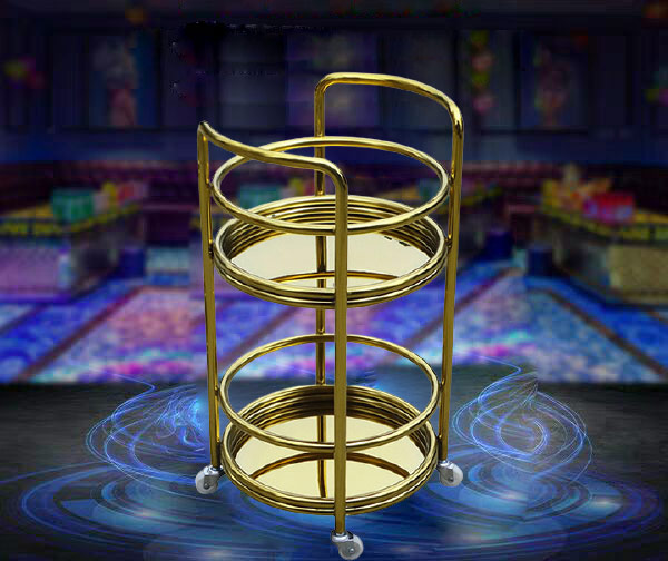 Xe đẩy phục vụ rượu bằng inox mạ vàng