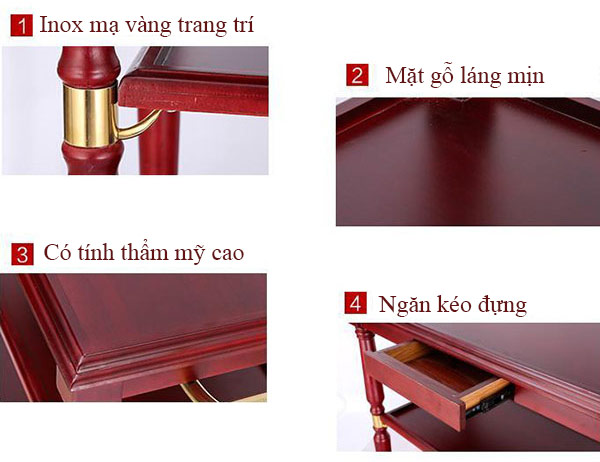 Chi tiết từng bộ phận cấu thành xe đẩy đồ ăn