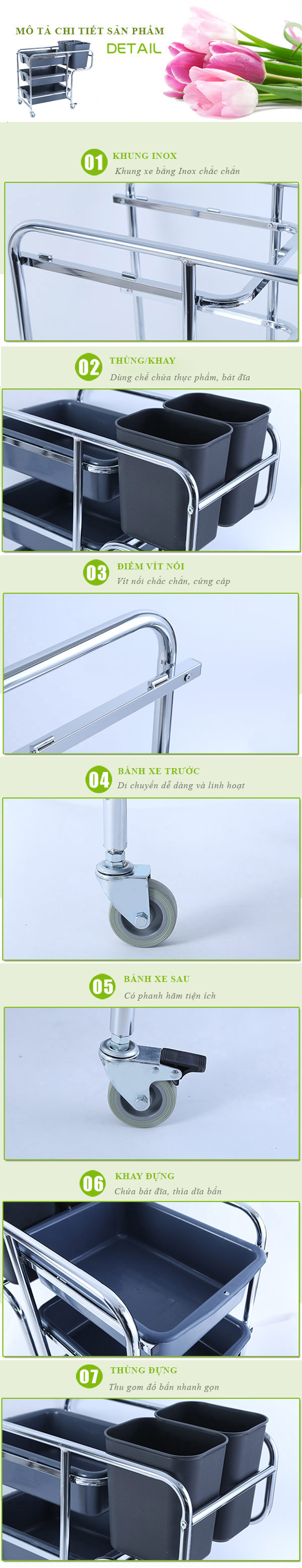 Đặc điểm từng chi tiết cấu thành xe đẩy