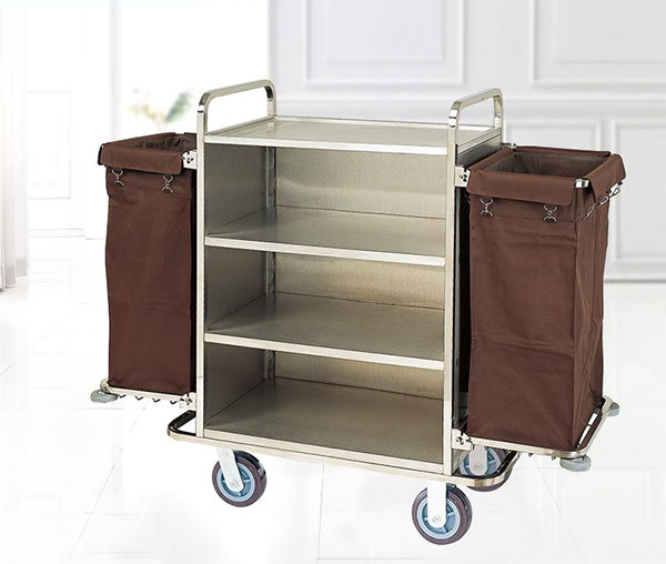 Xe đẩy vệ sinh dọn buồng phòng bằng Inox 201