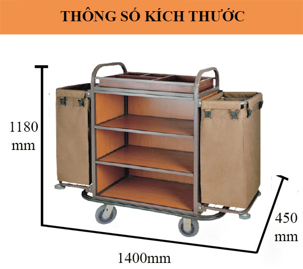 Thông số kích thước xe đẩy dọn phòng